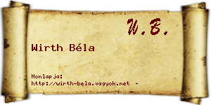 Wirth Béla névjegykártya